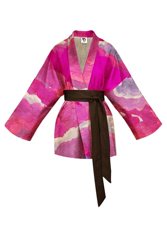 CHMURY różowe z czarnym paskiem kimono aksamitne.jpg