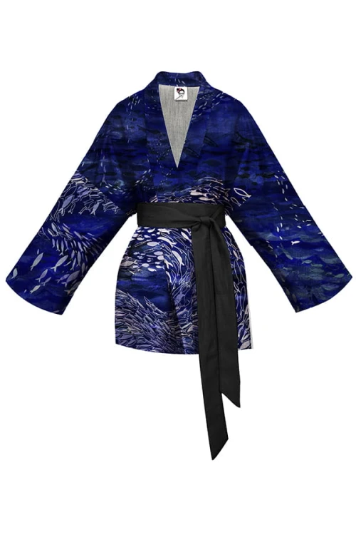 rybki w oceanie granatowym kimono BAWEŁNIANE z czarnym paskeim.jpg