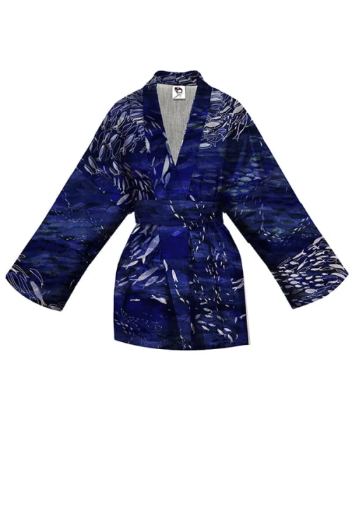 rybki w oceanie granatowym kimono BAWEŁNIANE z paskeim.jpg