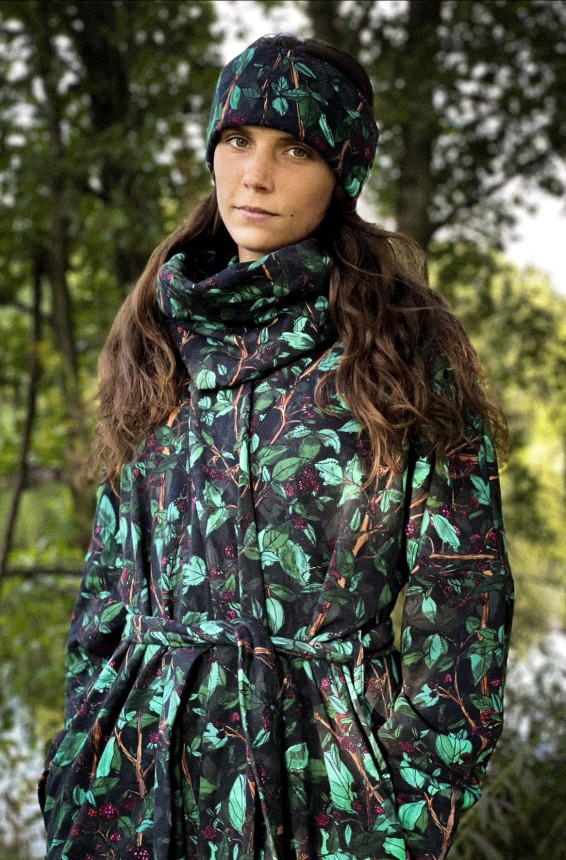 zielona opaska I KOMIN w malinowy print NAWROTANKA.jpg