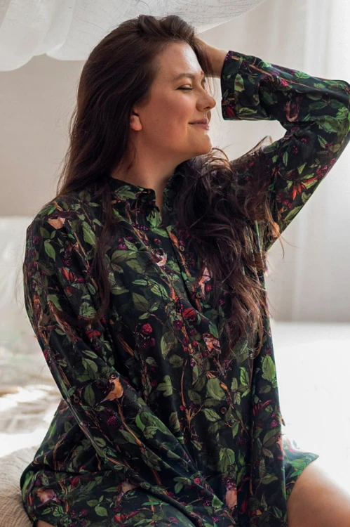 nawrotanka koszula oversize w zielony print_detal_.jpg