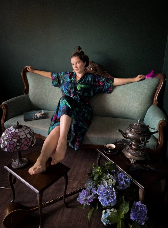 NAWROTANKA kimono szlafrok premium kopertowa sukienka lilie wodne nenufary ważki sesecyjna dekoracja print wzór (1).jpg