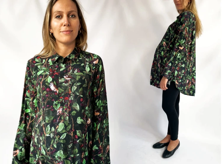 green shirt dress blonde pregnancy maternity Nursing blouse.jpg