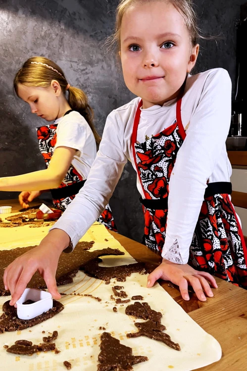 NAWROTANKA dziecięcy fartuszek do pieczenia i gotowania w czerwone maki.jpg