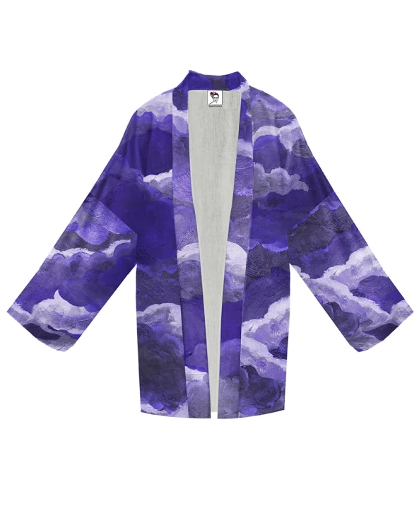kimono ŚNIEŻNE CHMURY midi nawrotanka print FIOLETOWY rozpięta narzutka.jpg