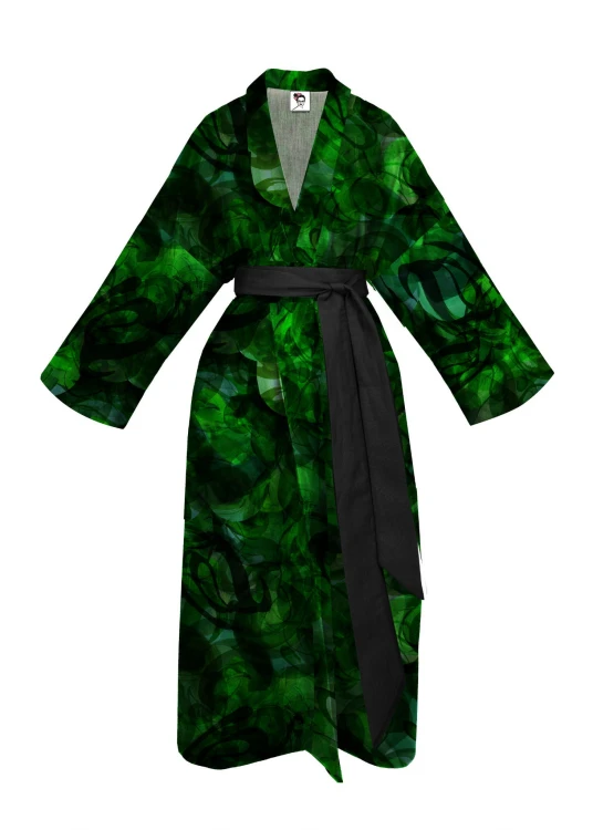 kimono JEZIORA długie nawrotanka print zielono-czarny.jpg