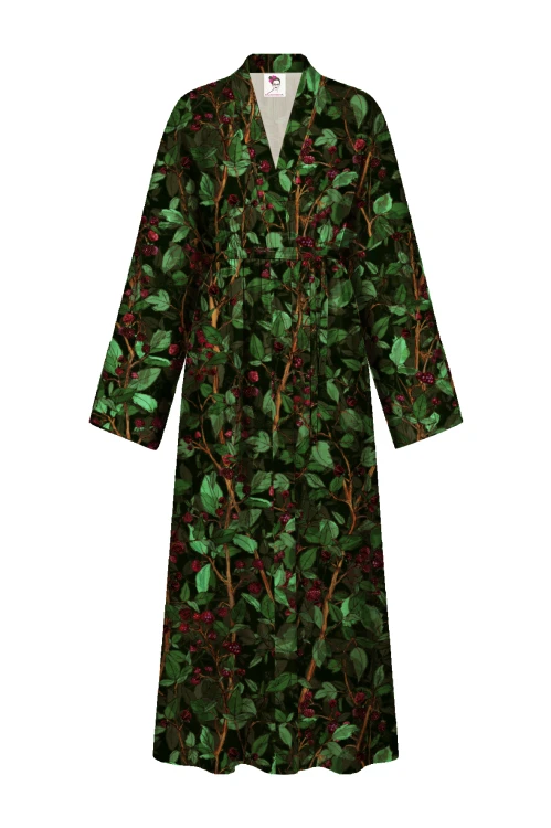KIMONO sukienka kopertowa maxi zielone maliny botaniczny wzór NAWROTANKA.jpg