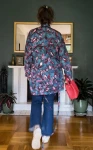 kimono mini premium turkusowy wzór w kwiaty i ptaki SŁOWIKI nawrotanka luźna koszula do jeansów.jpg