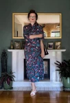 kimono maxi sukienka kopertowa premium turkusowy wzór w kwiaty i ptaki SŁOWIKI nawrotanka do białych sandałów.jpg
