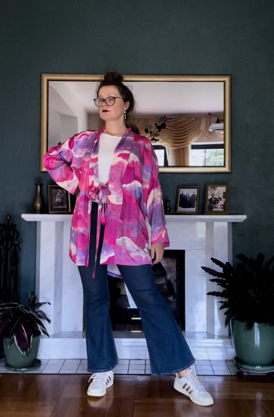 kimono mini premium CHMURY na niebie różowe koszula luźna narzutka nawrotanka.jpg