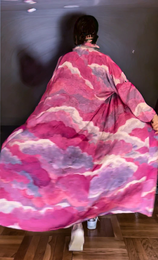 kimono maxi premium CHMURY na niebie różowe luźny płaszcz nawrotanka.jpg