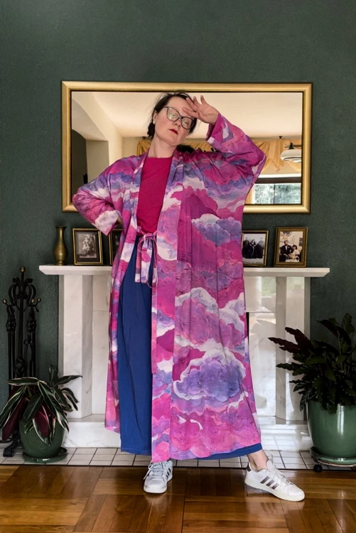 kimono maxi premium CHMURY na niebie różowe luźny płaszcz na lato nawrotanka.jpg