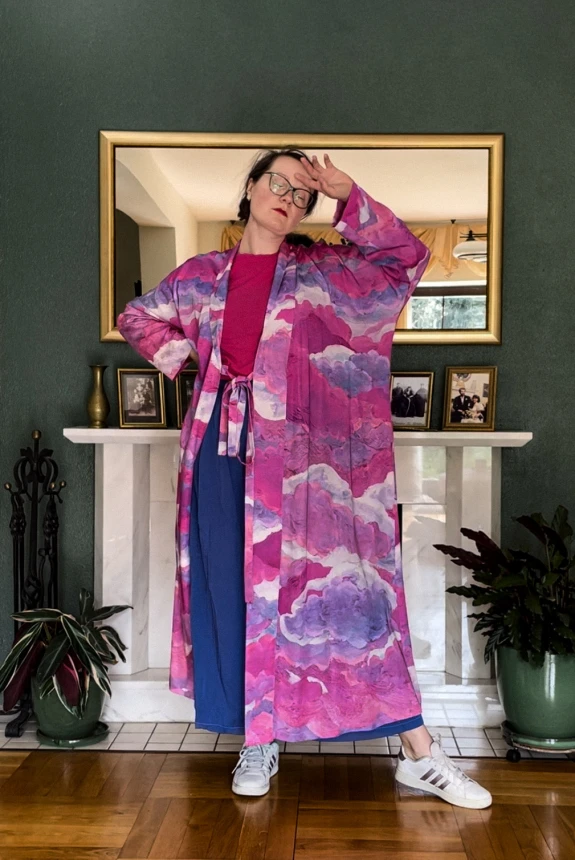 kimono maxi premium CHMURY na niebie różowe luźny płaszcz na lato nawrotanka.jpg
