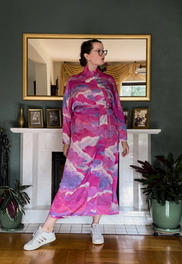 kimono maxi premium CHMURY na niebie różowe sukienka kopertowa nawrotanka.jpg