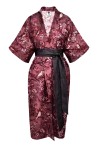bordowe kimono z wiskozy z czarnym paskiem NAWROTANKA