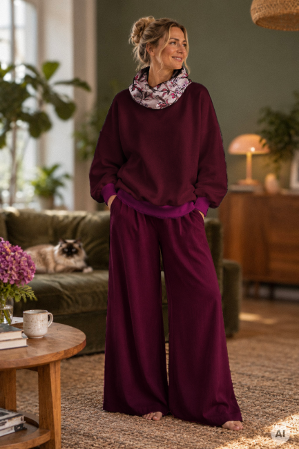 bluza bordowa sowiki różowe + bordowe spodnie.png