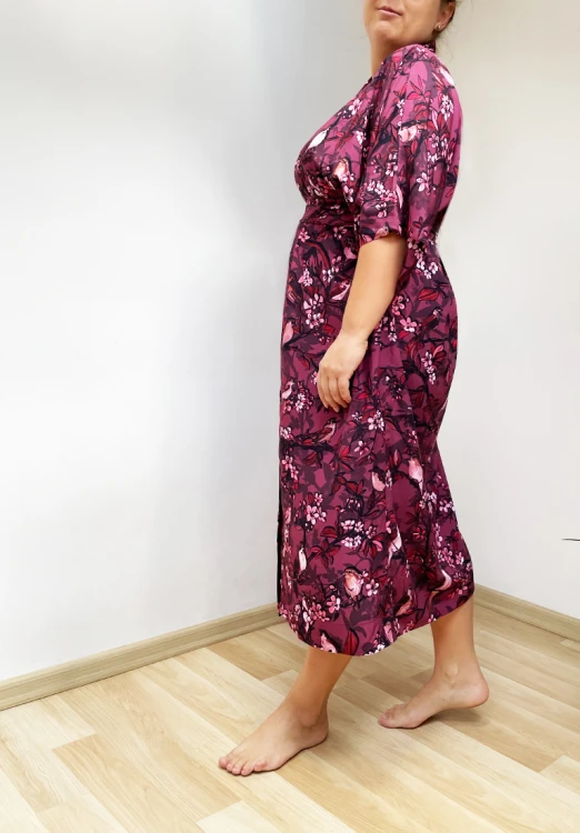 bordowe kimono z wiskozy plussize NAWROTANKA
