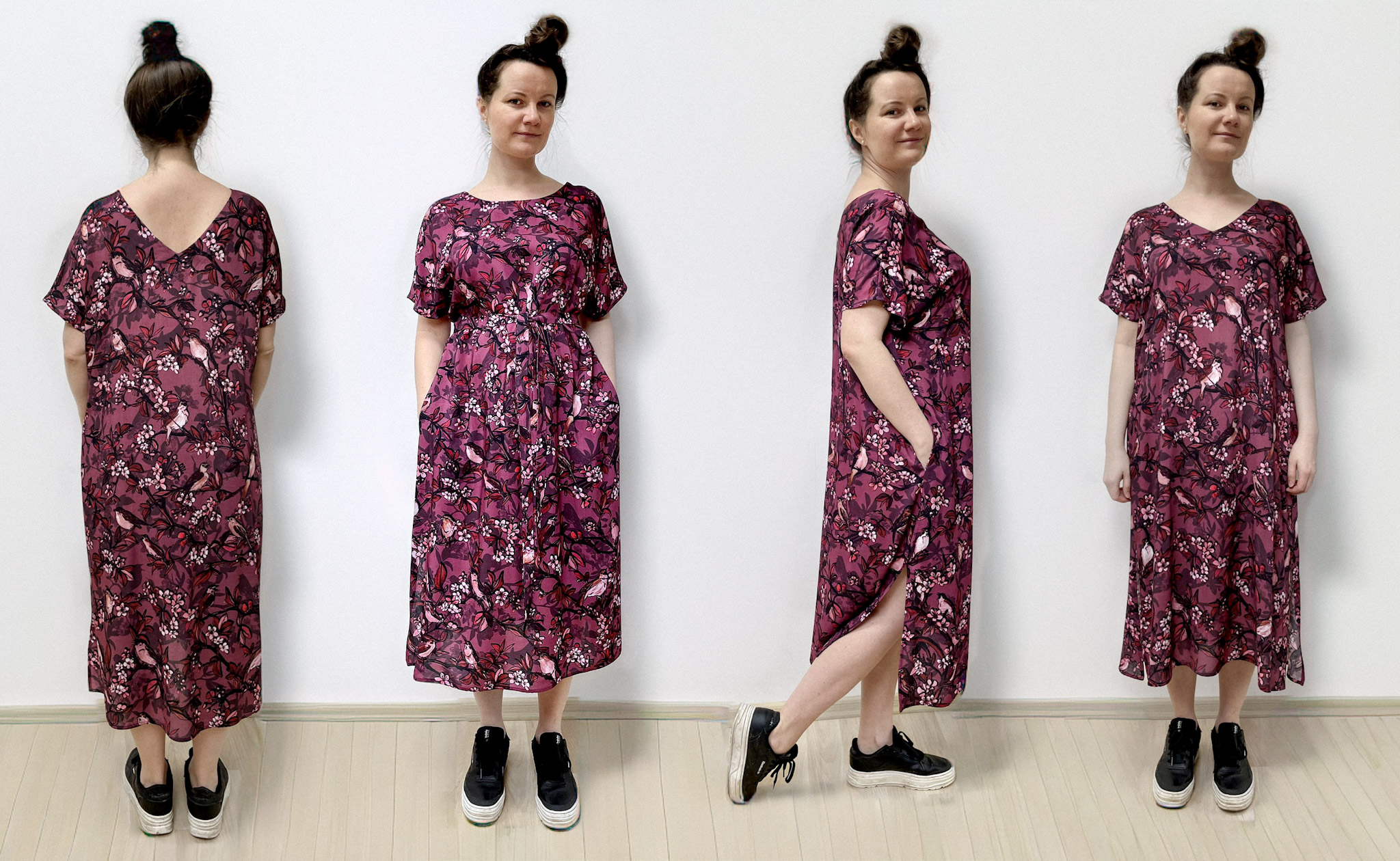 sukienka midi z różnych stron